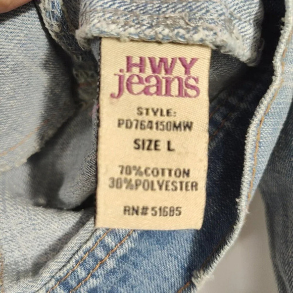 Highway Jeans Denim Button Up Jacket Women Size L Embellished Long Sleeve Pocket - Picture 8 of 9